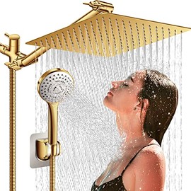 Cabezal de ducha de 12 pulgadas con ducha de mano, combo de cabezal de ducha tipo lluvia de alta presión con brazo de extensión ajustable de 11 pulgadas, cabezal de ducha de mano de 5