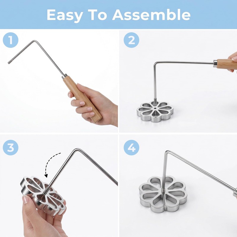 6 Pack Bunuelos Molds with Handles, Rosette Timbale Iron Set,