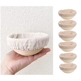 DOYOLLA 5inch Mini Banneton Bread Dough Proofing Basket & Liner Set of 6,Sourdough Bread Bakery Bowls for Professional & Home Bakers