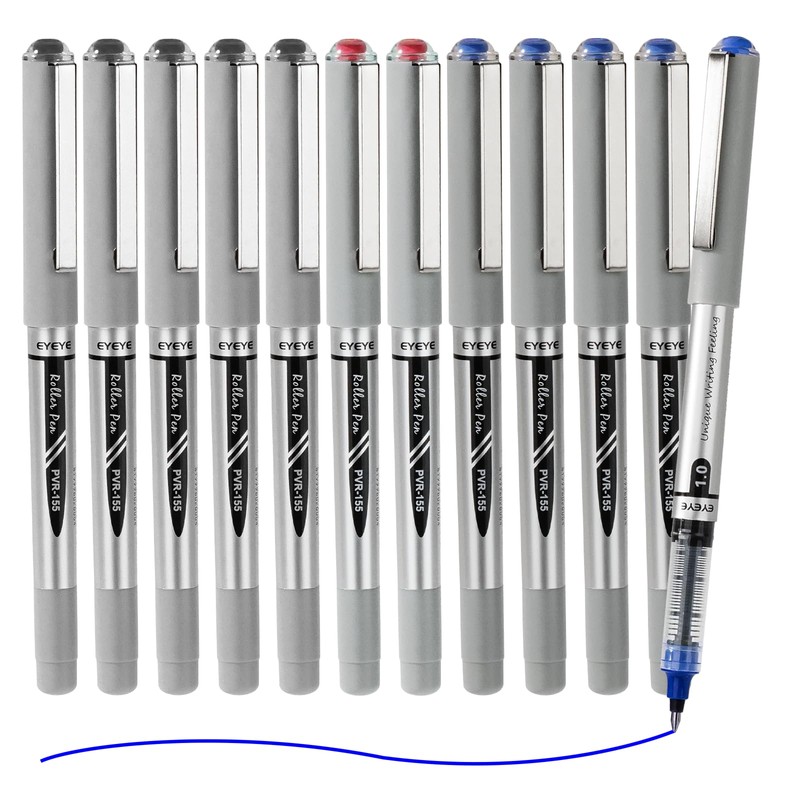 EYEYE Rollerball Pens 1.0mm, 12 Pack 3 Colors Bold Point