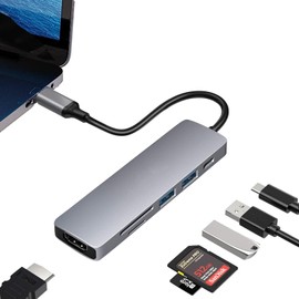 Hub USB C 4K HDMI, VGE 6 en 1 USB C multipuerto USB C adaptador con salida HDMI 4K, 100W PD, USB 2.0, USB 3.0, SD/TF lectores de tarjetas compatibles con portátiles y otros dispositivos tipo C