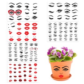 Face Stickers for Crafts Make a Face Stickers Lips Mouth Eyes Eyebrows Nose Decals Funny Vinyl Faces Decals for Flower Pots DIY Crafts Holiday Party Supplies Decoration(face43)