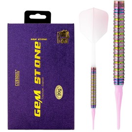 CUESOUL Pink gem stone 20 g soft tip 90% tungsten dart set with titanium coated and gradient colour rust flights