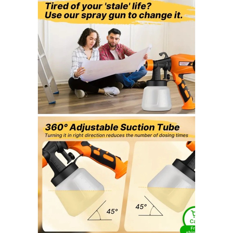 Lovewe Spray Paint Electric Gun DIY 3 Nozzles, 2 Spray