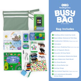 BapronBaby Feeding Littles Busy Bag (Sage) - Toddler Travel Activity Kit, Restaurant Activity Kit for Independent and Family-Wide Play, Age 3+