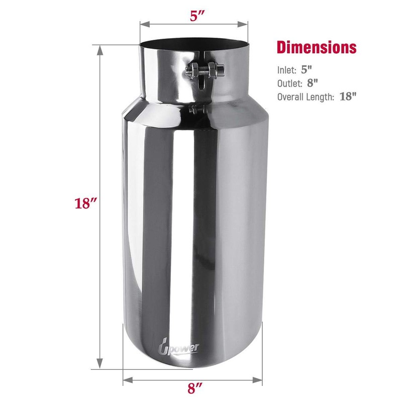 Upower Diesel Exhaust Tip 5 inch Inlet 8 inch Outlet