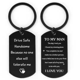 Drive Safe Keychain Gift for Men Boyfriend Husband, Christmas Gifts Stocking Stuffers for Men Anniversary Birthday Valentine's Day Gifts for Him Boyfriend Husdand Couple Gifts from Girlfriend Wife