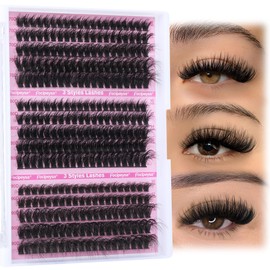 Focipeysa Fluffy Lash Extension Mink Thick Cluster Eyelash Extensions 10-18mm Lash Clusters Individual Lash Extensions DIY Clusters Lashes Extension at Home by Focipeysa (300pcs-70P+80P+90P 10-18mm)