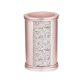 PowerSellerUSA Blush Tumbler- Acrylic Toothbrush Holder Cup, Bathroom Countertop Organizer for Toothpaste, Razor, Makeup Brush (5" H x 3" W x 3" D, Blush)