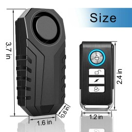 digi-office Security Bike Alarm with 2 Remote Wireless Anti-Theft Vibration 113dB Waterproof