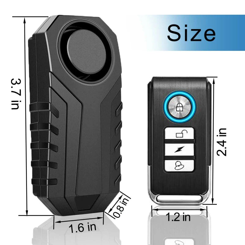 digi-office Security Bike Alarm with 2 Remote Wireless Anti-Theft Vibration