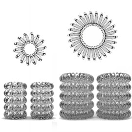 Set of 10 Spiral Hair Bobbles - Hair Bobbles for Less Split Ends and Broken Hair - Hair Scrunchies Spiral for Fine Hair Parts - Telephone Cable Spiral Hair Elastic, Transparent, 10 x 2.5 cm and 10 x