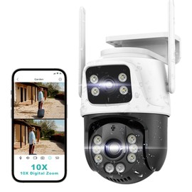 Security Outside Camera Wireless 2.4G WiFi Home Indoor Security Cameras Dual Lens Linkage 360°View 4MP Two-Way Talk,AI Detection,Full-Color Night Vision,Auto Tracking,Light Alarm,24/7 Recording