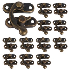 Vintage Hook Hasp, 12Pcs Jewelry Box Hardware Antique Left Latch Hook Hasp Bronze Box Latches Small Horn Lock Clasp for Wooden Box Left-Bronze