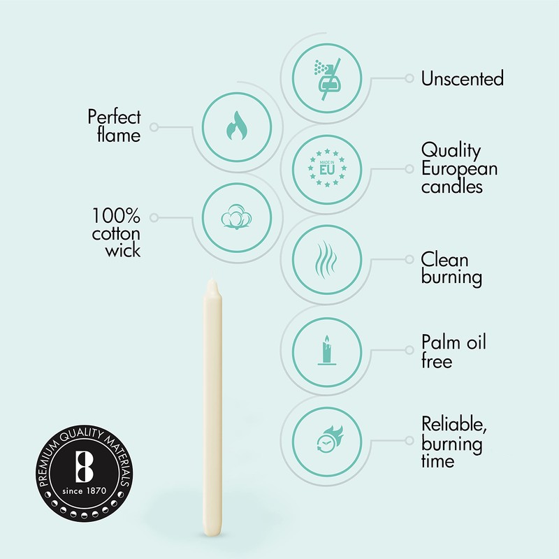 BOLSIUS Ivory Candlesticks Bulk Pack 50 Count - Unscented Dripless