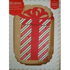 Green Inspired Present Holiday Cards, Green Inspired, Box Set, 16 Cards, FSC, Recycled