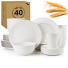 40-Piece Plastic Plates and Bowls Sets,Wheat Straw Dinnerware Set,Service for