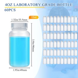 Tatuo 12 Pcs 4 oz 125ml Polypropylene Reagent Bottle Plastic Sample Bottles with Screw Caps Transparent PP Sample Containers with Lid for Liquids, Laboratory, Storage at Home (Clear)