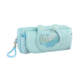 Pencil Case Pen Box Cat Pastel New Life School Entrance Preparation Stationery Glitter Entrance Ceremony School Goods Pos ga-2302-035, BLUE, Small, Japanese