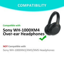 WH-1000XM4 Earpad Cushions, Replacement Ear Pad for Sony WH-1000XM4 Headphones with Noise Isolation Foam Soft Protein Leather (Black)