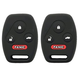 vurbemes Silicone Protector Key Fob Cover Case fit for Honda Accord Civic Crosstour CR-V Element Pilot Keyless Entry Remote Key Fob 4 Buttons (Black+Black)