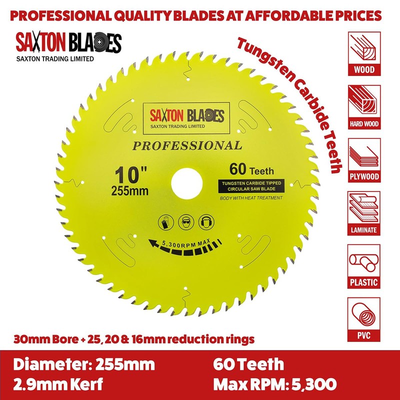 TCT25560TPRO Saxton Professional Range TCT Circular Saw Blade 255mm x