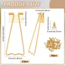 FINGERINSPIRE 12 PCS Gold Metal Photo Frame Easel Back Stand 4.33x1.45inch Trapezoid Iron Picture Frame Supports with 24 PCS Screws for Tabletop Photo Frames, Picture Displays and Home Decoration