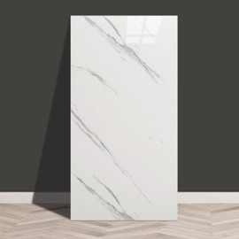 Haimin Wall Panels Peel and Stick 20 Pieces 23.6x11.8in (38.7 Sq. Ft. Coverage) Lightweight Backsplash Marble Look Tile（not Real Marble, Ideal for Kitchen Bathrooms Living Rooms Bedrooms (White-JSB)