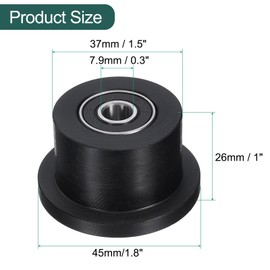 sourcing map 6 Pack Nylon Machined Wheels/Rollers Gym Replacement Wheels for Total Gym Accessories Part with Bearings Through Hole of 5/16" in Diameter, Black