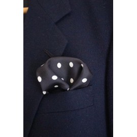 Royal Silk Black Polka Dot Silk Pocket Square 100% Silk - Full-Sized 16"x16"