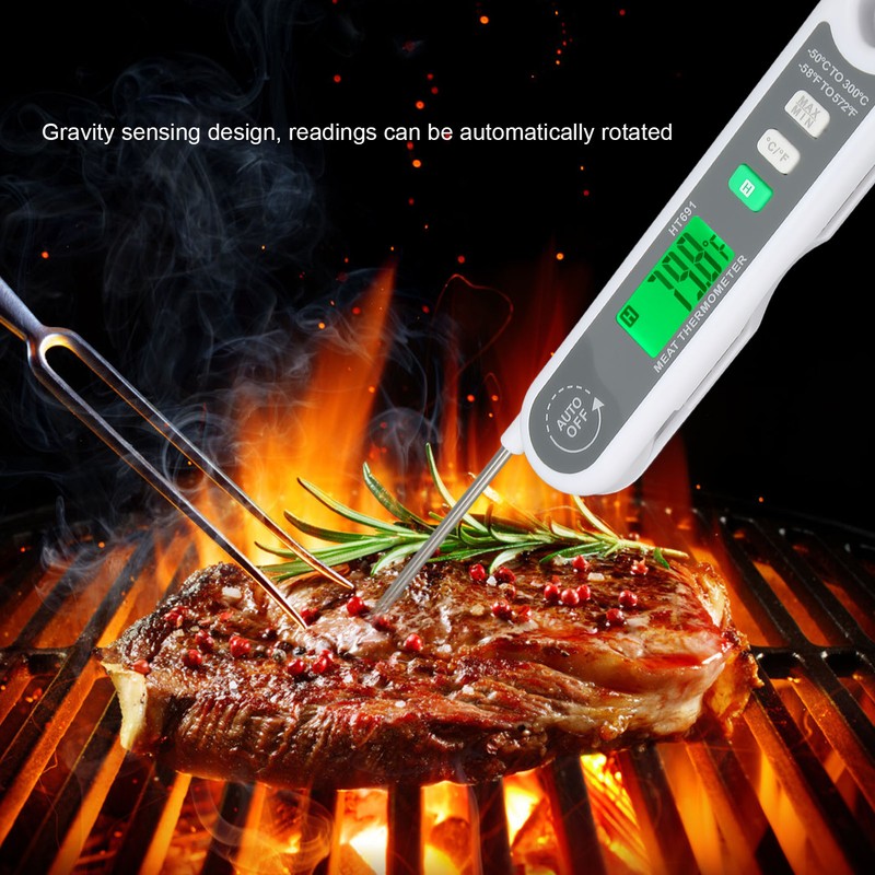 Probe Meat Thermometer Waterproof LCD Digital Folding Food Temperature Gauge