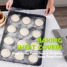 50 Pcs Half Sheet Cover 13 by 18 Inch,Elastic plastic food covers for Baking Pan,Plastic Covers for Baking Tray,large Food Storage Covers,Baking Sheet Covers,Sheet Pan Lid,Cookie Sheet Cover
