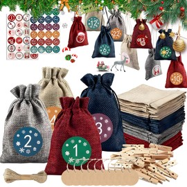 Sprießen 24 Jute Bags Advent Calendar, Advent Calendar for Filling 2024, Christmas Calendar for Filling, Large, Large Advent Calendar Fill Yourself, for Children and Adults (5.5 x 3.7 Inches)
