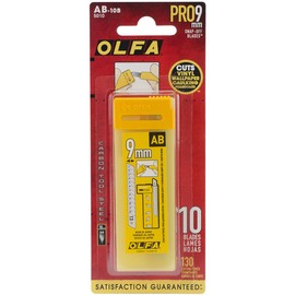 OLFA 5010 AB-10B 9mm Snap-Off Silver Blade, 10-Pack