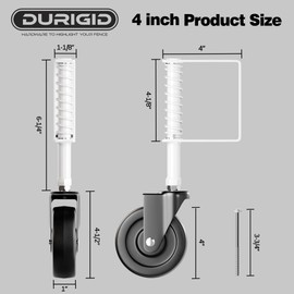 4” Spring Loaded Gate Wheel Gate Caster Wheel Fence Wheels for Gates, Fence Gate Wheel Gate Caster Gate Wheels for Wooden Gate, Ideal for Outdoor Gates, 200 LBS Capacity, 2 Pcs, White