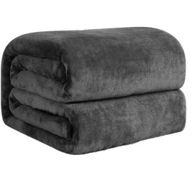 Double Dark Grey Luxury Super Soft Plush Flannel Fleece Blanket 150cmx200cm