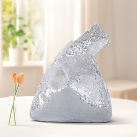 Eternal Beauty Sequin Wrist Bag, Women's Mini Portable Wristlet Knot Pouch, Sparkly Small Cute Evening Wallet Party Gift Handbag Purse, Silver