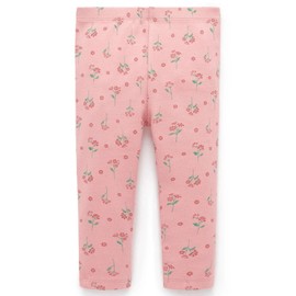 Purebaby Thick Rib Leggings - Blush Woodland Flower, 4