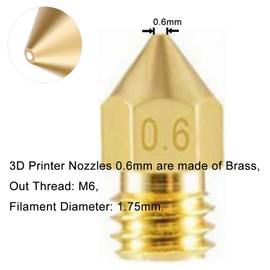 16Pcs Ender 3 Nozzles 0.6mm, MK8 Ender 3 V2 Nozzles 0.6mm Compatible for Ender 3 v2/Ender 3 Pro/Ender 3 Max/Ender 5 Pro/Ender 3 S1/Ender 3 Neo/CR-10 Series 3D Printer Brass Nozzles,