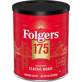Folgers Classic Medium Roast Ground Coffee, 10.3 Oz 175th Anniversary Limited Edition Metal Can