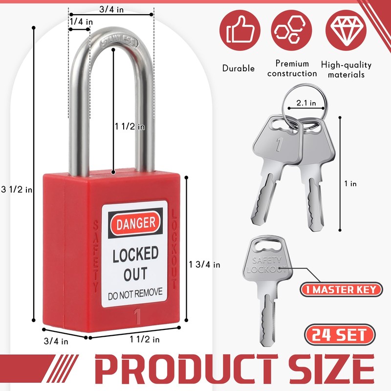 Landhoow 24 Set Lockout Tagout Locks Set, Safety Padlock, Loto