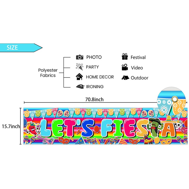 ximoogoooz Mexican Fiesta Party Decoration Cinco De Mayo Banner