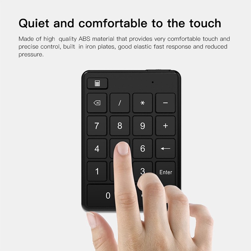 Bluetooth 5.1 Numeric Keypad 19 Keys Ergonomic Number Pads Battery