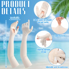 Yahenda 2 Pairs UV Long Sun Protection Driving Gloves UPF 50+ Touchscreen Arm Adjustable Women Sunscreen Gloves for Outdoor (Black, White)