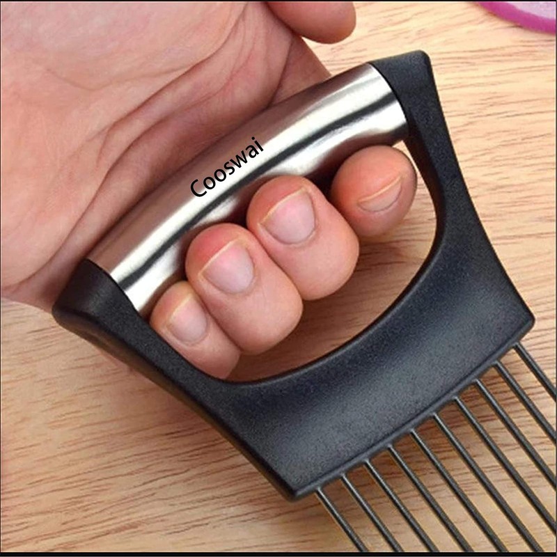 Cooswai Stainless Onion-Holder Slicing-Kitchen Assistant-Vegetable - Upgrade Chopper Slicing Tool,