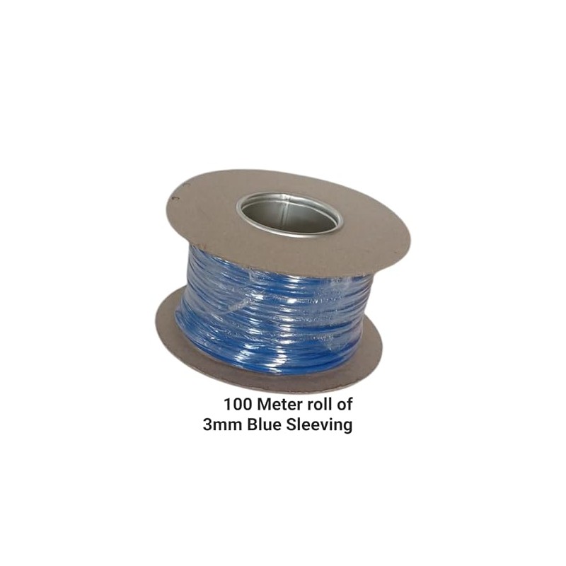 3mm Blue Cable Sleeving, 100 Metre Roll