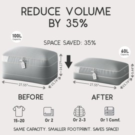 Homsorout Compression Storage Bags for Comforters - 4 Pack Long Large 100L Compression Bags, 3-Layer Washable Ultra Space Saving Self Comforter Storage Bag for Blankets, Sheets, Clothes, Gray