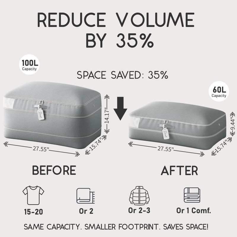 Homsorout Compression Storage Bags for Comforters - 4 Pack Long