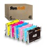 Run Star 6 Pack T048 Remanufactured Ink Cartridge Replacement for Epson 48 T048 use for Epson Stylus Photo R200 R220 R300 R300M R320 R340 RX500 RX600 RX620 Printer (BK/C/M/Y/LC/LM)