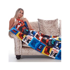 Gamer For Life Fleece Blanket - Gaming Controller Levels Design - Bed Throw Super Soft Blanket - 100% Polyester - 100 x 150cm